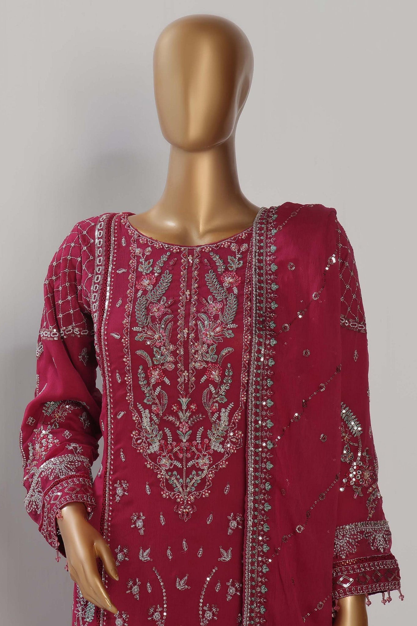 Afsany By Sada Bahar Stitched 3 Piece Luxury Formals Chiffon- Collection'2024-Red