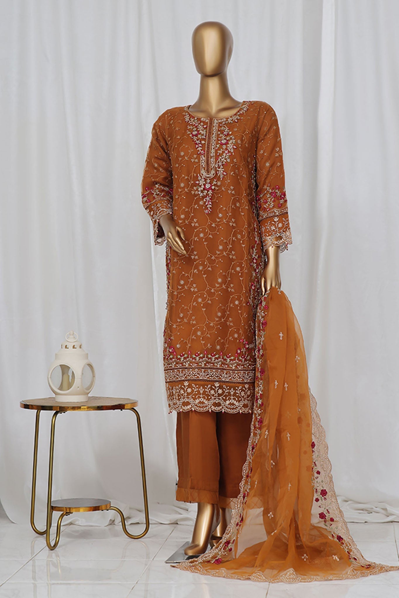 Mahpara by Sada Bahar Stitched 3 Piece Festive Formals- Collection'2024- Golden