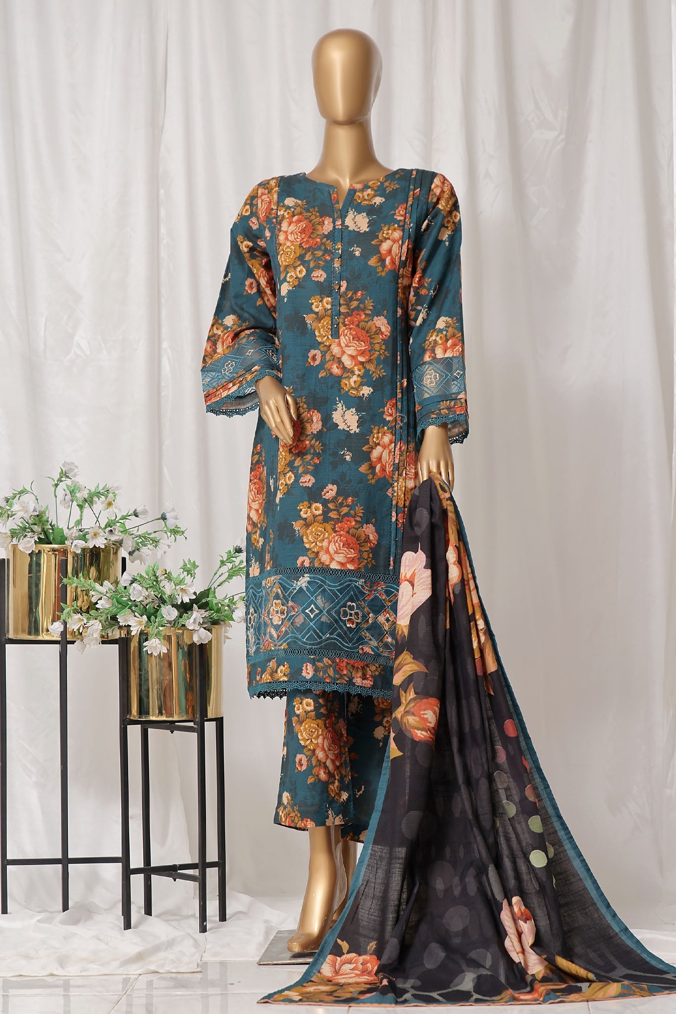 Rania By Sada Bahar Stitched 3 Piece Emb Khaddar  Collection-2024-Teal