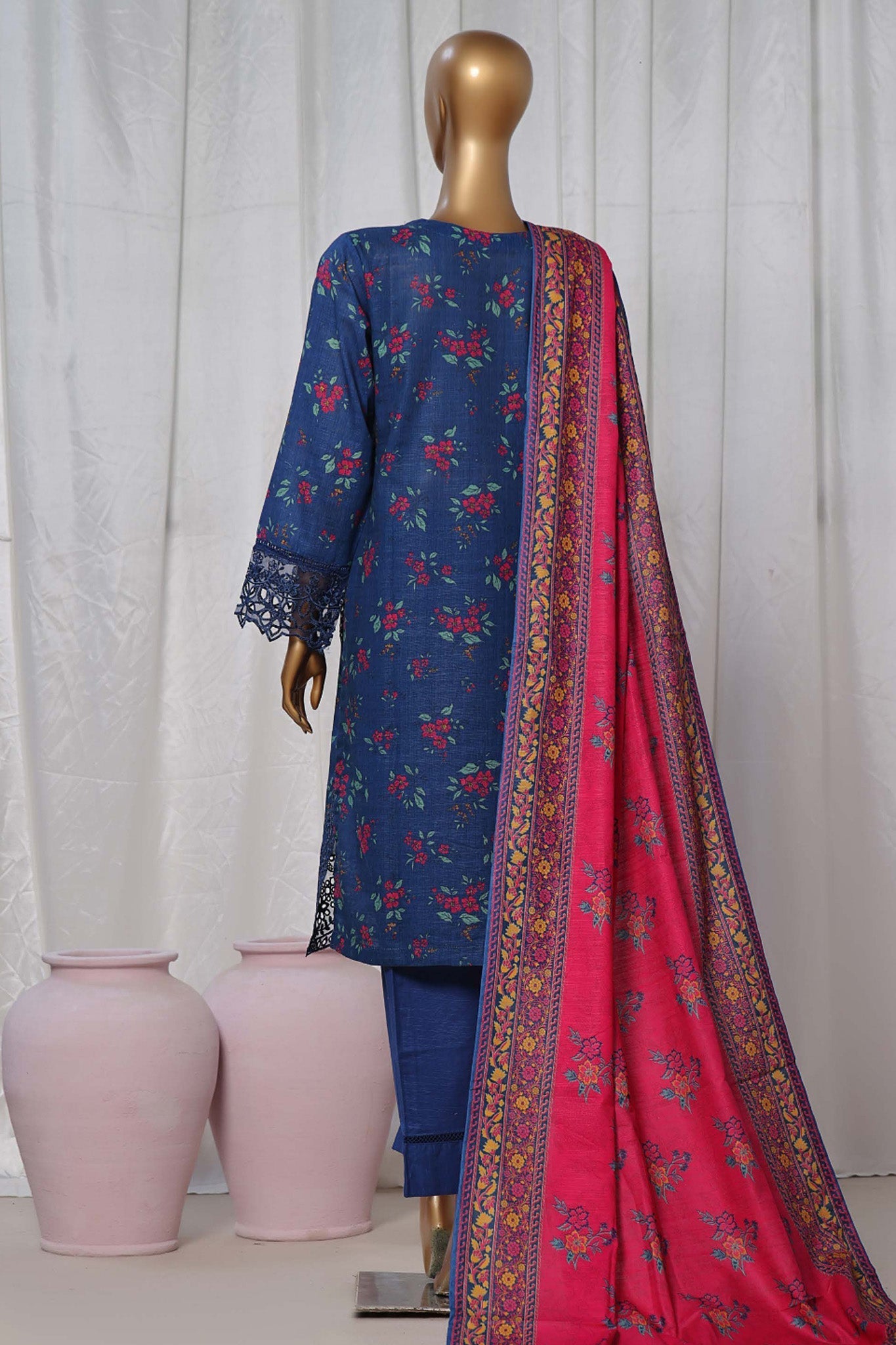 Sada Bahar Stitched 3 Piece Emb Khaddar Collection'2024-Blue